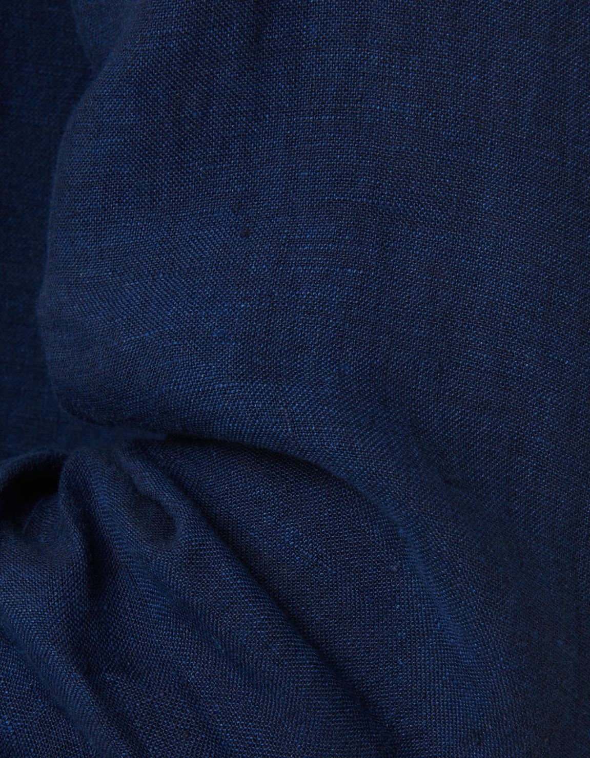 Camicia Collo francese piccolo Tinta Unita Lino Blu Tailor Custom Fit 4