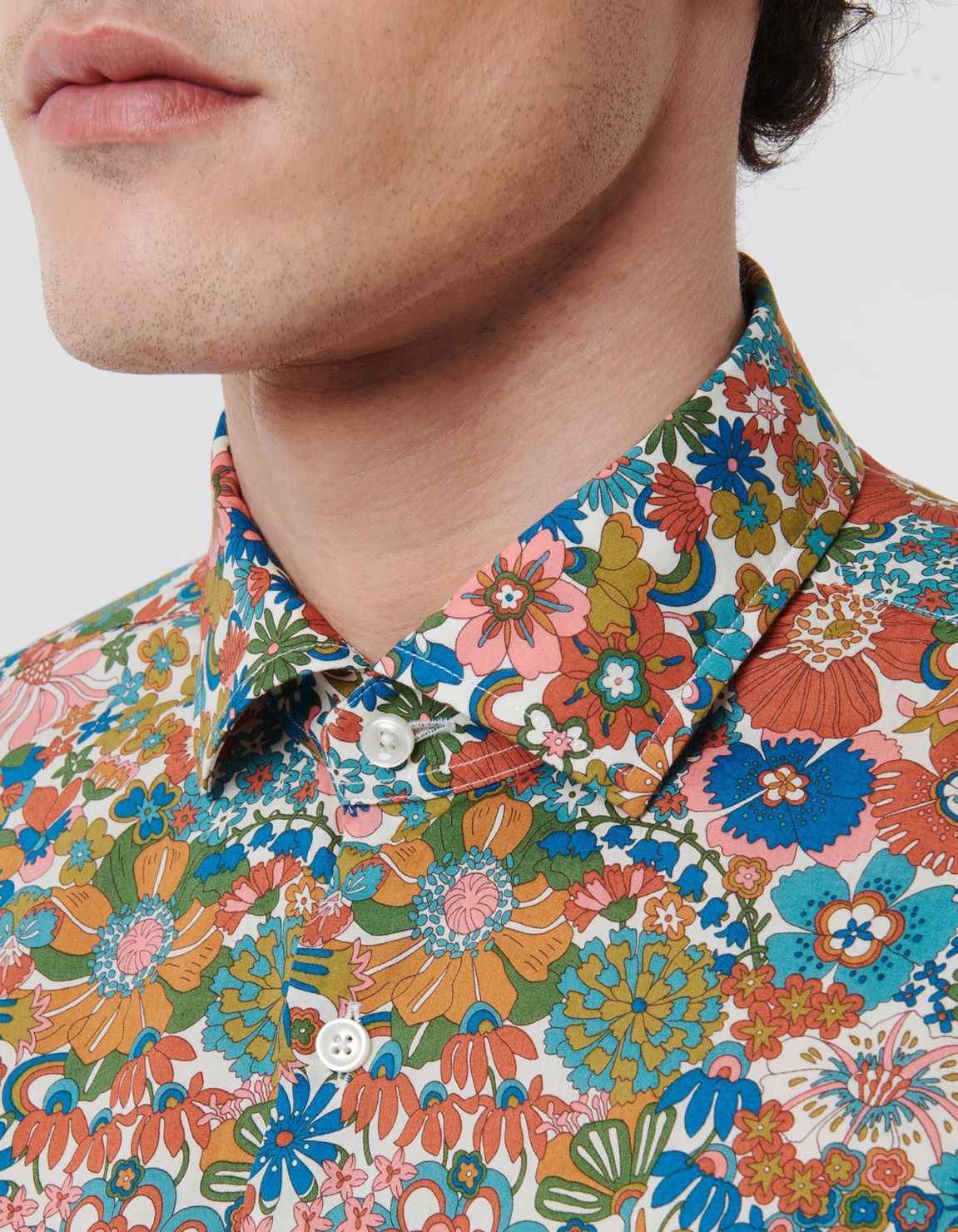 Camisa Cuello francés pequeño Estampado Popelina Multicolor Tailor Custom Fit 2