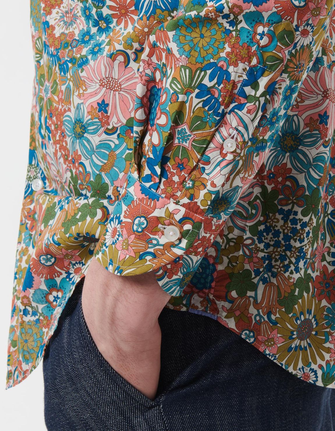 Camisa Cuello francés pequeño Estampado Popelina Multicolor Tailor Custom Fit 5