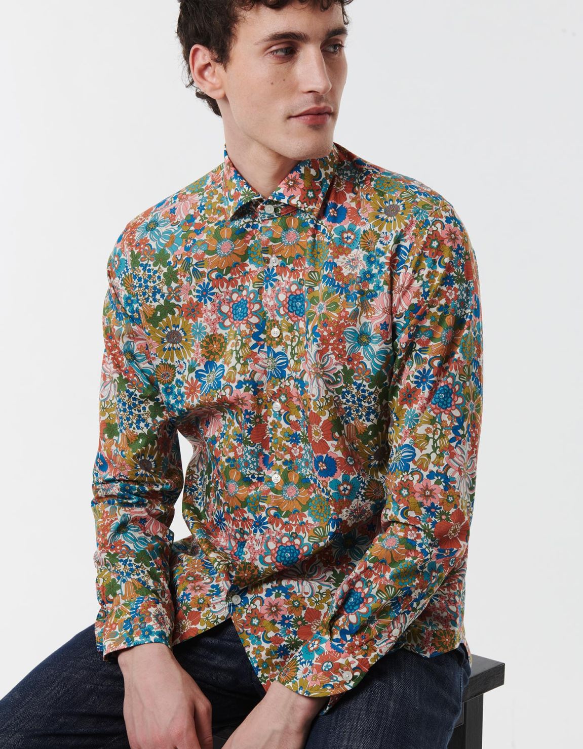 Camisa Cuello francés pequeño Estampado Popelina Multicolor Tailor Custom Fit 6