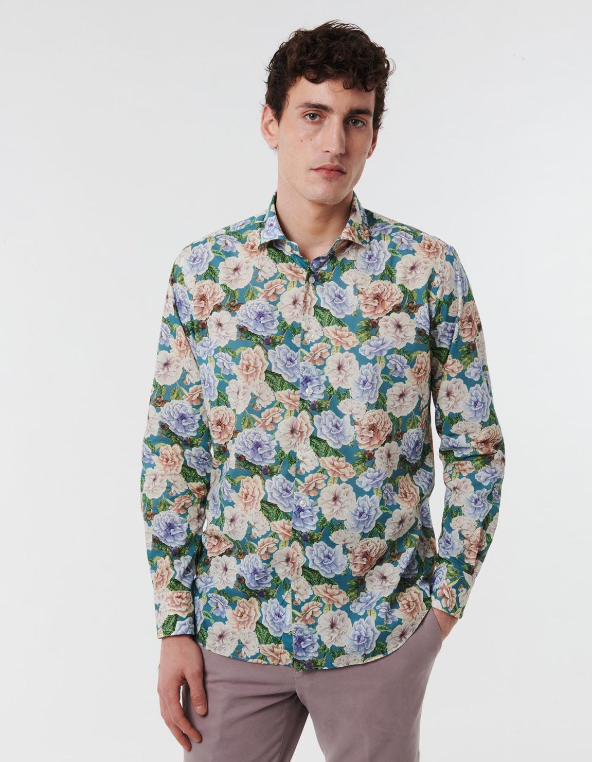 Camisa Cuello francés pequeño Estampado Popelina Multicolor Tailor Custom Fit 6