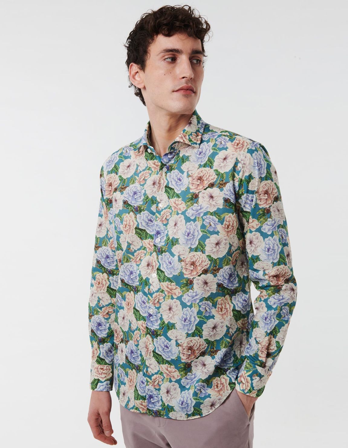 Camisa Cuello francés pequeño Estampado Popelina Multicolor Tailor Custom Fit 7