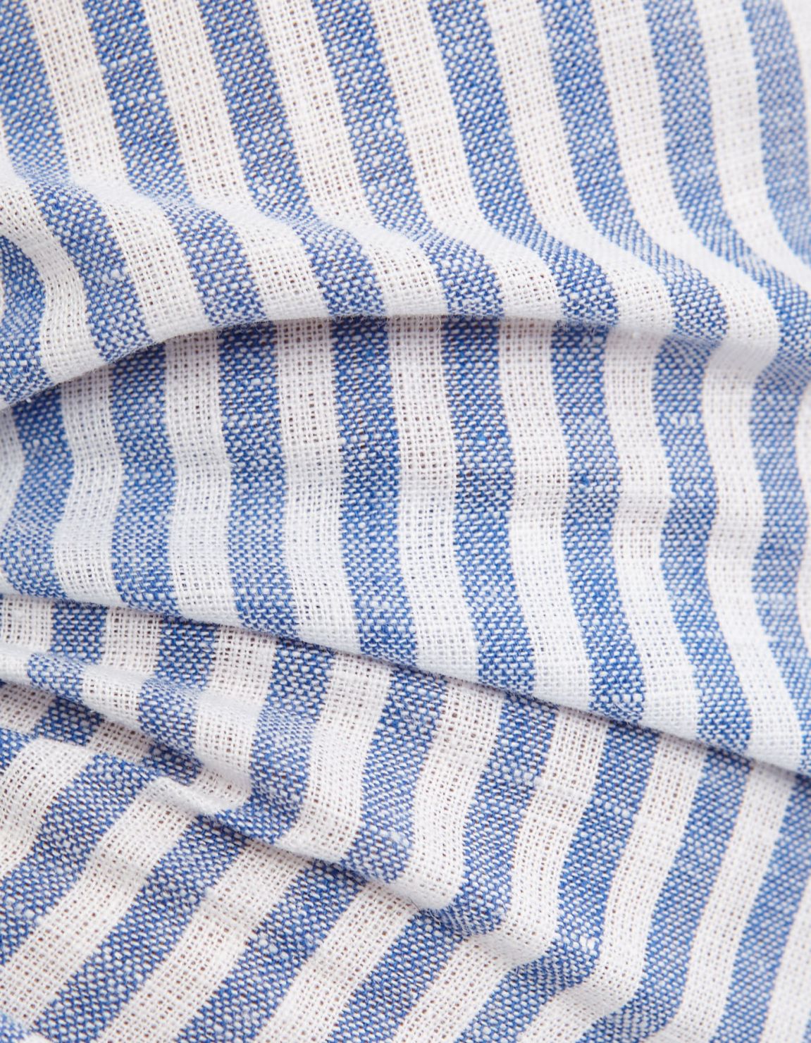 Camicia Collo francese piccolo Righe Lino Blu Tailor Custom Fit 4