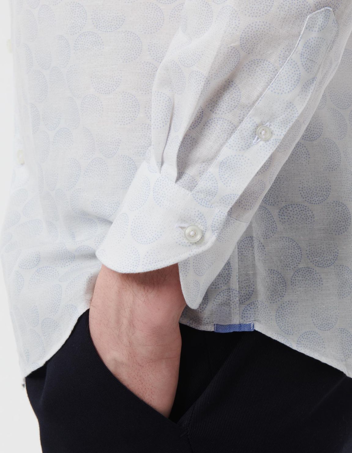 Light Blue Linen Pattern Shirt Collar spread Tailor Custom Fit 5