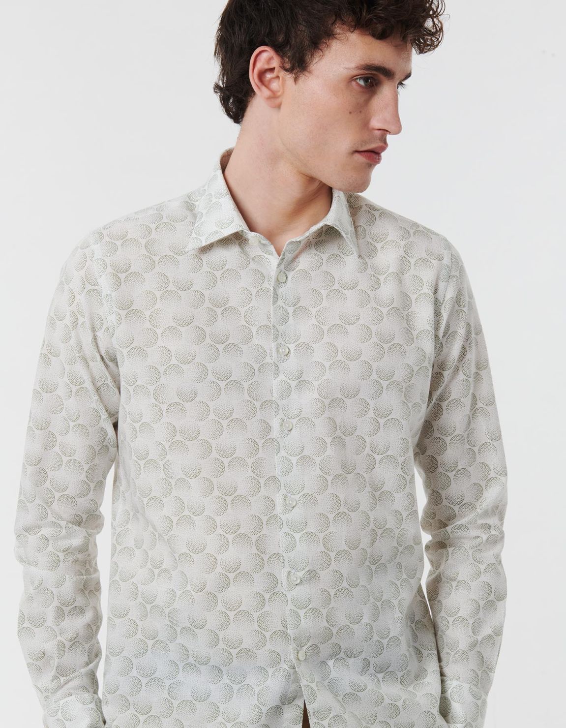 Green Linen Pattern Shirt Collar spread Tailor Custom Fit 3