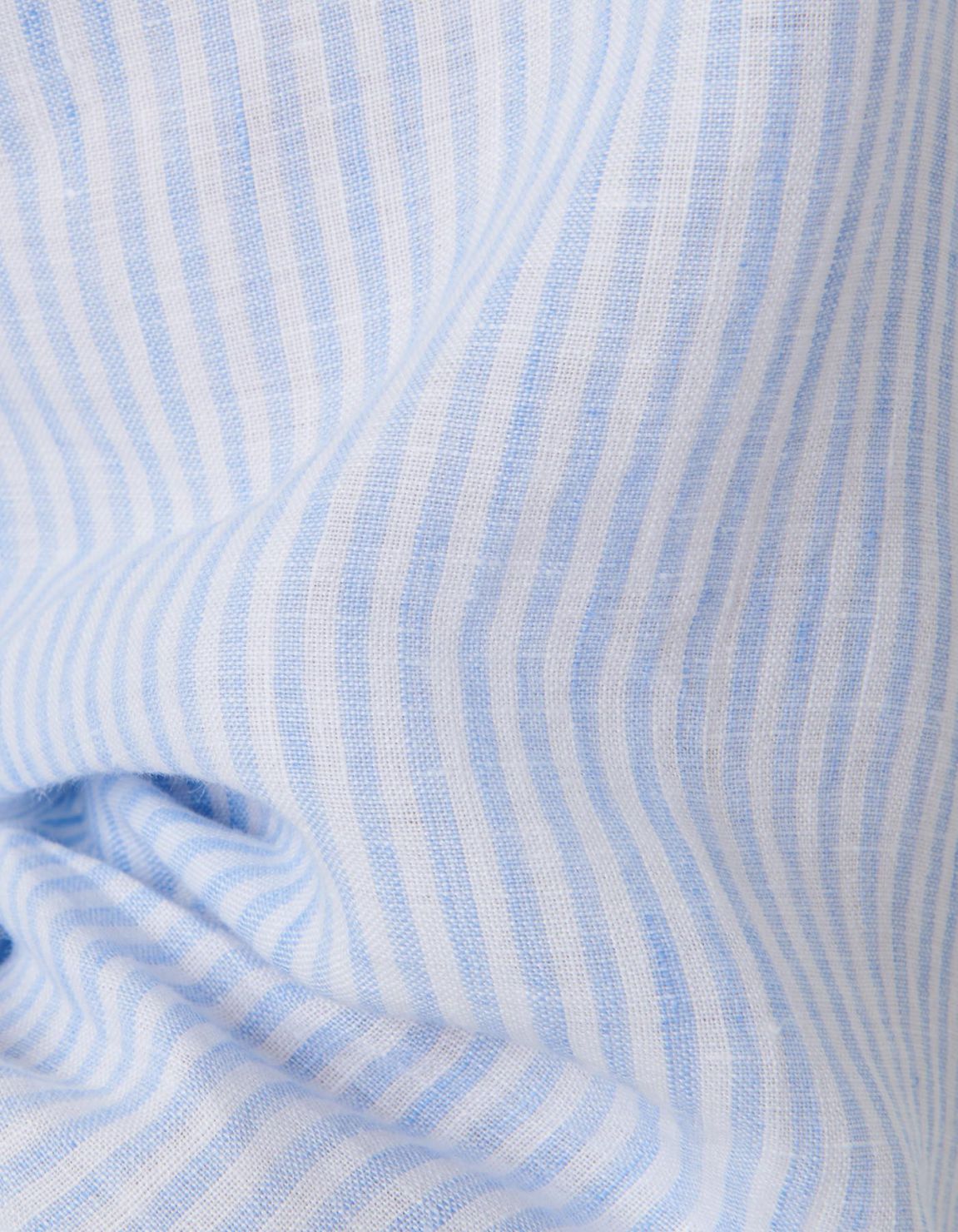 Light Blue Linen Stripe Shirt Collar open spread Evolution Classic Fit 4