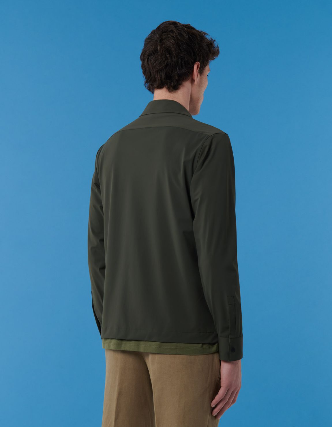 Camicia Collo italiano Tinta Unita Armaturato Verde bosco Over 7
