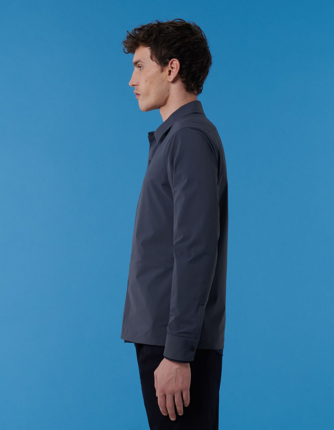 Dark Grey Textured Solid colour Shirt Collar spread Over 6