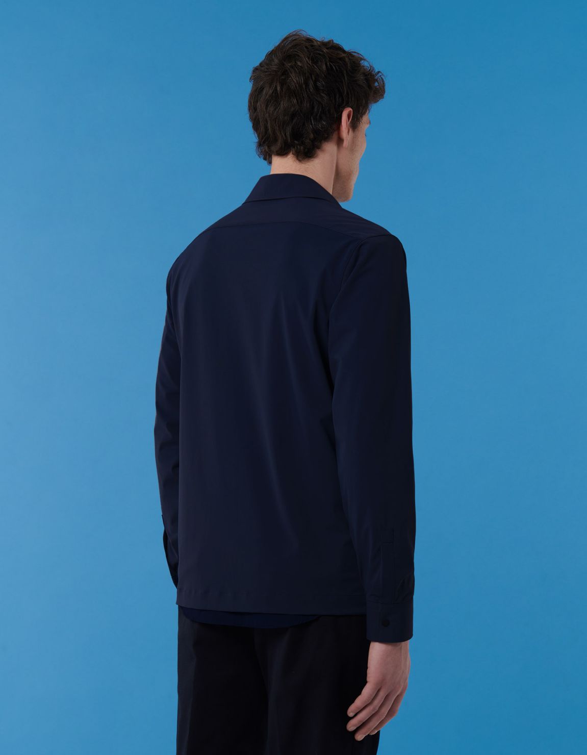 Camicia Collo italiano Tinta Unita Armaturato Blu scuro Over 7