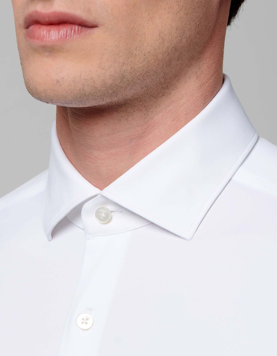 Camisa Cuello francés pequeño Liso Sarga Blanco Evolution Classic Fit 3