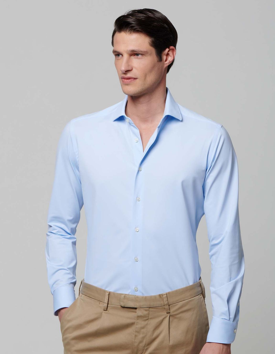 Sky Blue Oxford Solid colour Shirt Collar small cutaway Evolution Classic Fit 1