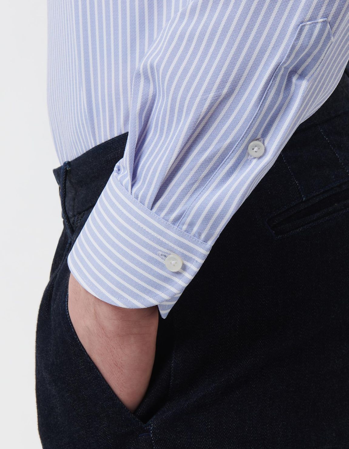 Light Blue Textured Stripe Shirt Collar button down Tailor Custom Fit 5