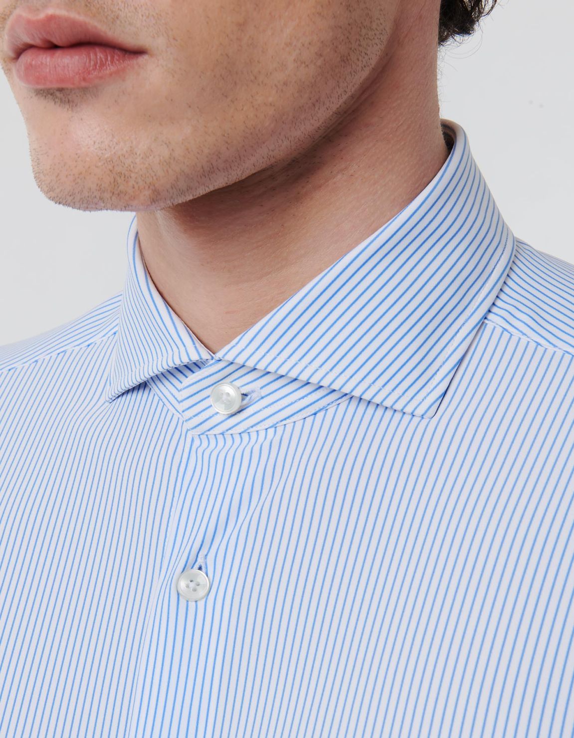 Light Blue Twill Stripe Shirt Collar cutaway Tailor Custom Fit 2