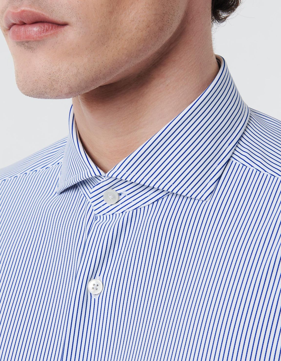 Camicia Collo francese Righe Twill Blu Tailor Custom Fit 2