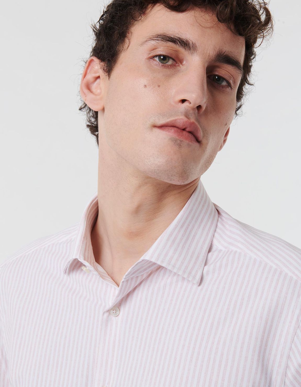 Pink Textured Stripe Shirt Collar open spread Tailor Custom Fit 7