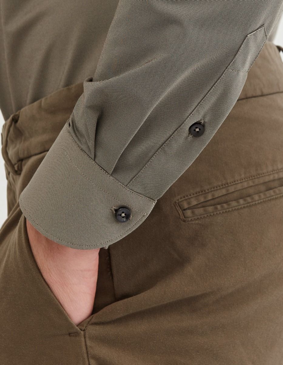 Chemise Col français petit Unie Armuré Marron Tailor Custom Fit 5