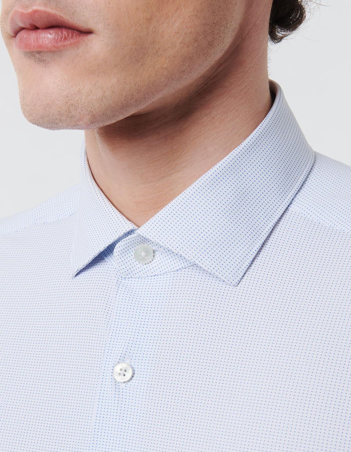 Camicia Collo francese piccolo Fantasia Armaturato Blu bianco Tailor Custom Fit 2