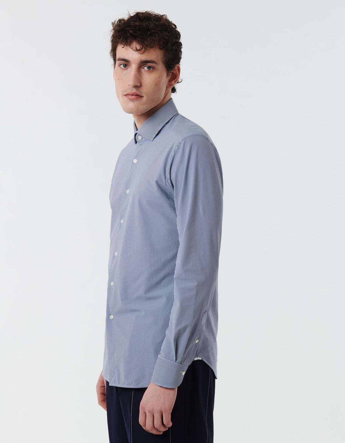 Dark Blue Textured Stripe Shirt Collar small cutaway Tailor Custom Fit 7