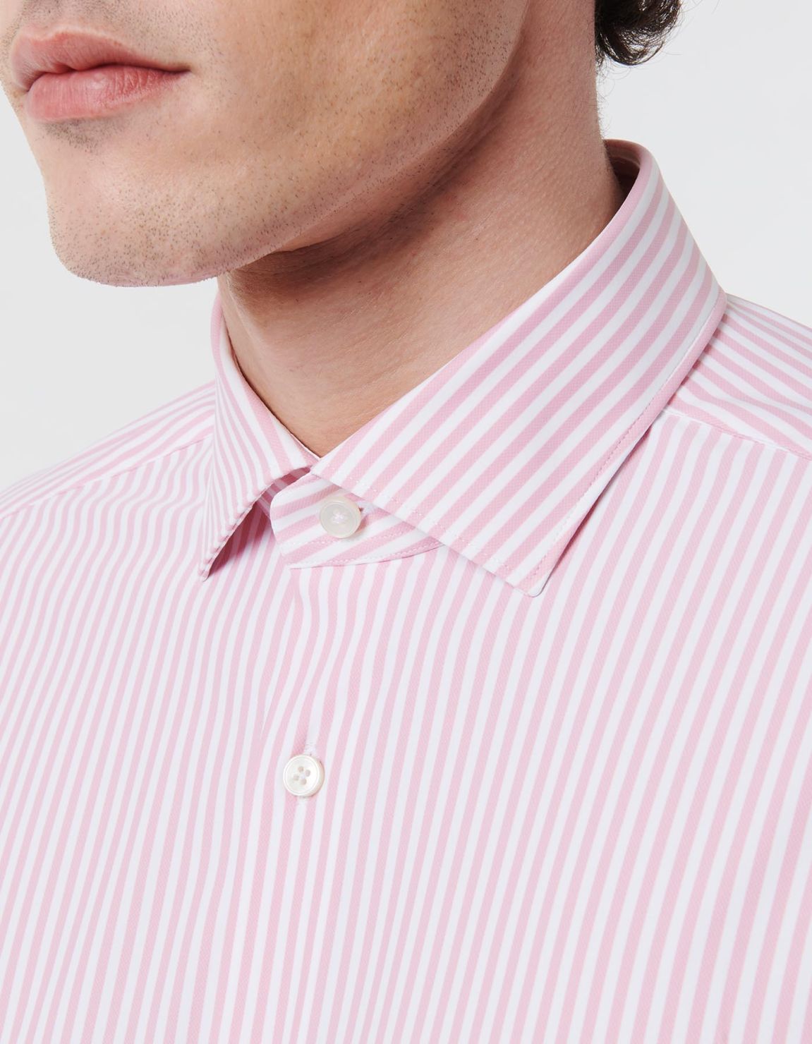 Pink Twill Stripe Shirt Collar small cutaway Tailor Custom Fit 2
