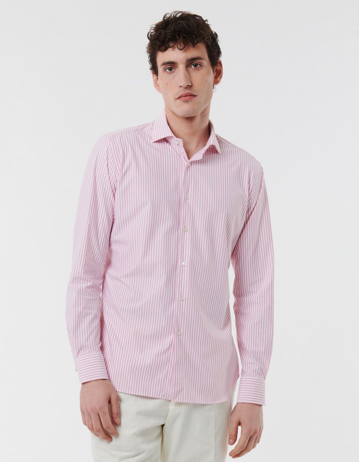 Pink Twill Stripe Shirt Collar small cutaway Tailor Custom Fit 6