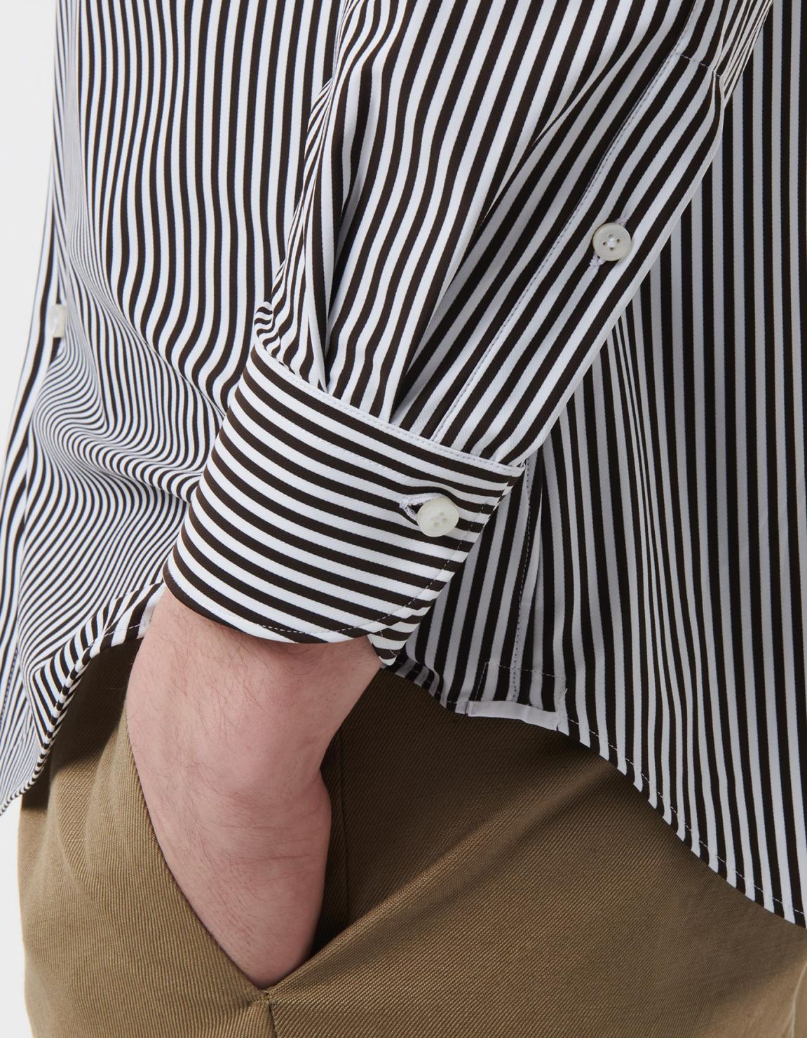 Camicia Collo francese piccolo Righe Twill Marrone Tailor Custom Fit 5