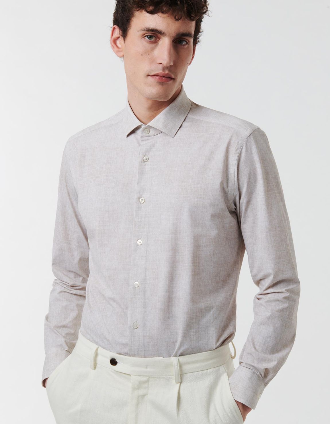 Beige Textured Pattern Shirt Collar small cutaway Tailor Custom Fit 3