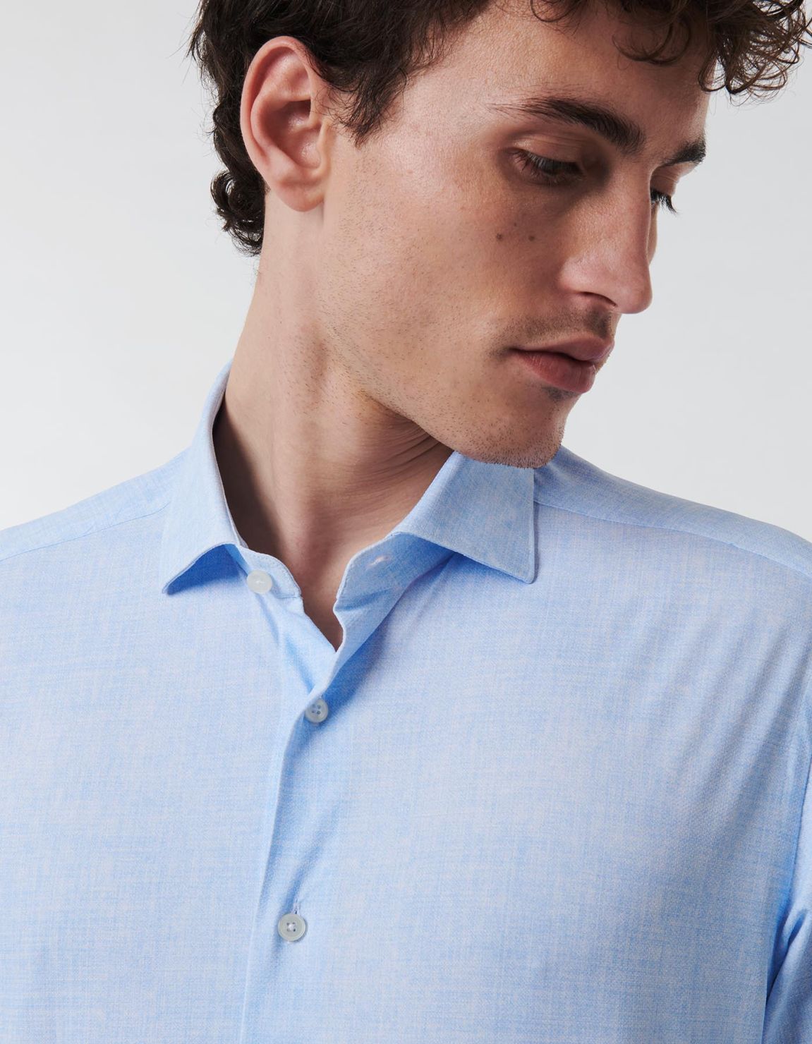Light Blue Textured Pattern Shirt Collar small cutaway Tailor Custom Fit 7