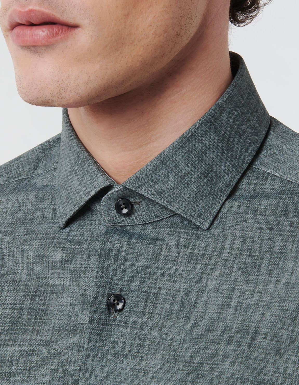 Army Green Textured Pattern Shirt Collar small cutaway Tailor Custom Fit 2