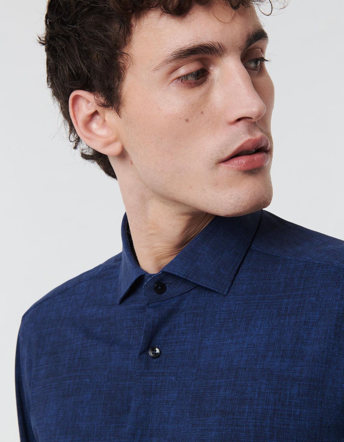 Dark Blue Textured Pattern Shirt Collar small cutaway Tailor Custom Fit 3