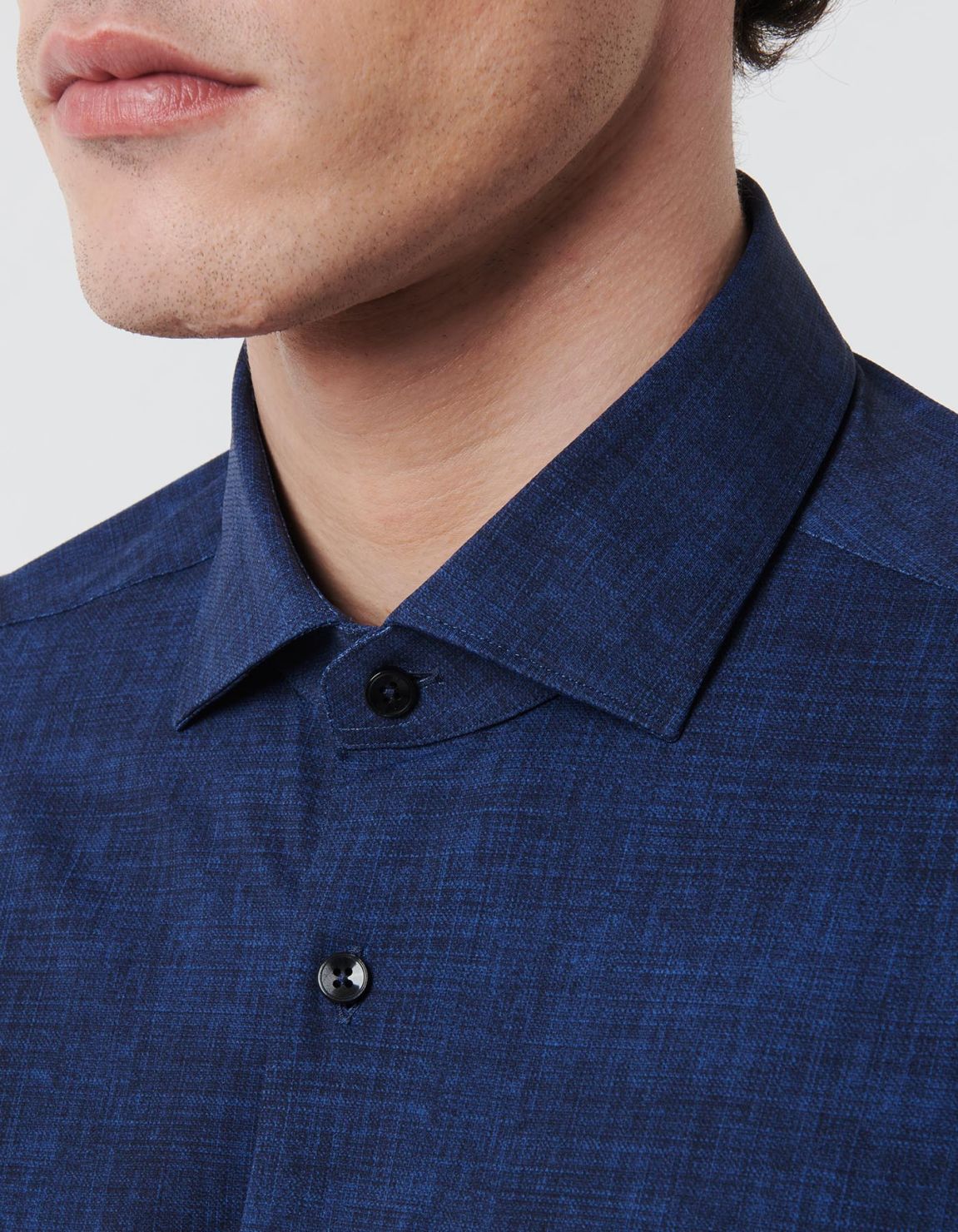 Dark Blue Textured Pattern Shirt Collar small cutaway Tailor Custom Fit 2