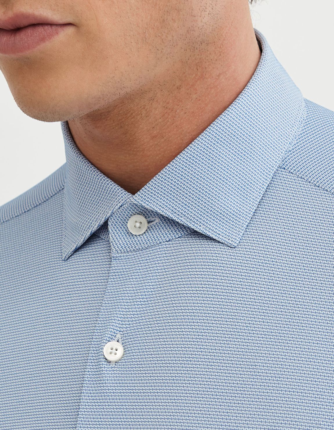 Light Blue Textured Pattern Shirt Collar small cutaway Tailor Custom Fit 2