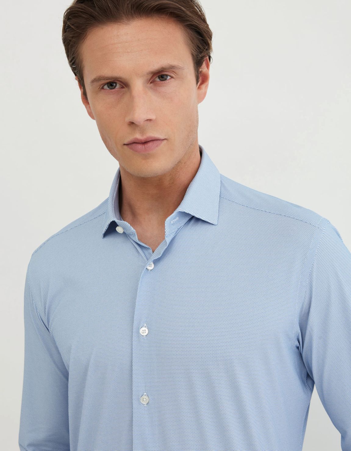 Light Blue Textured Pattern Shirt Collar small cutaway Tailor Custom Fit 7