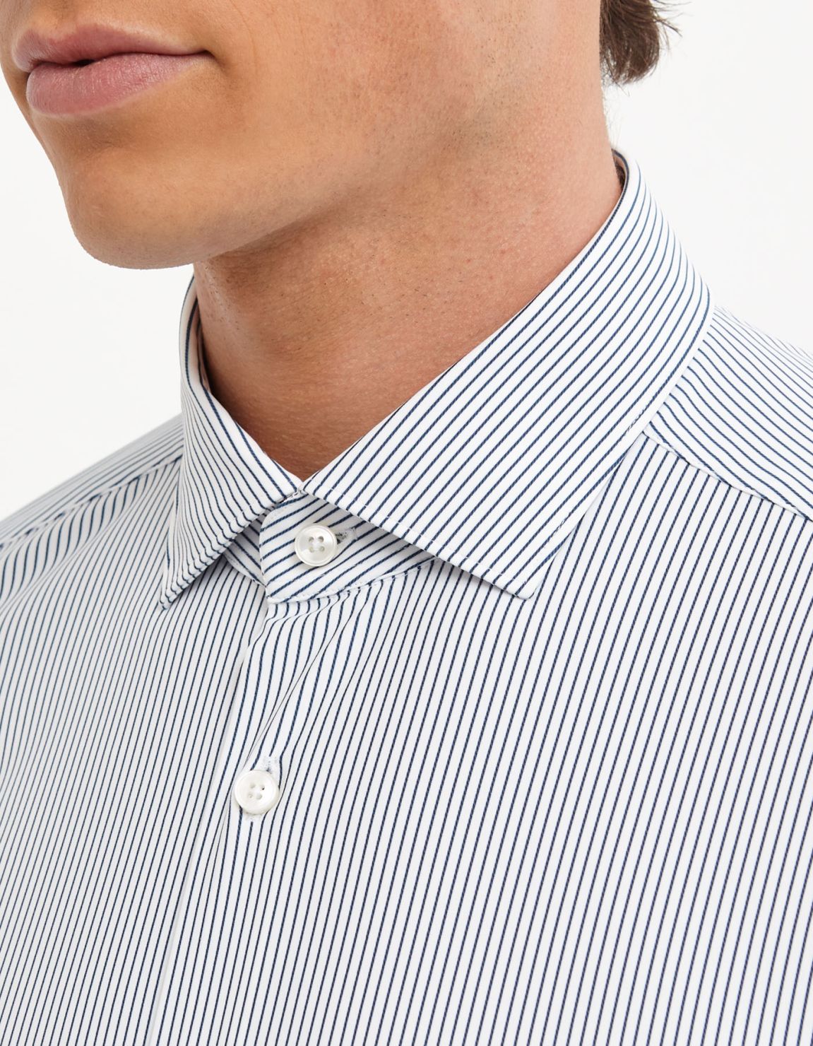 Dark Blue Twill Stripe Shirt Collar small cutaway Tailor Custom Fit 2
