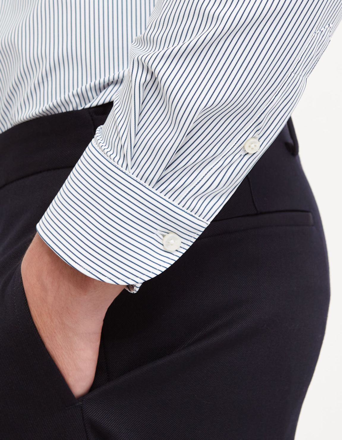 Dark Blue Twill Stripe Shirt Collar small cutaway Tailor Custom Fit 5