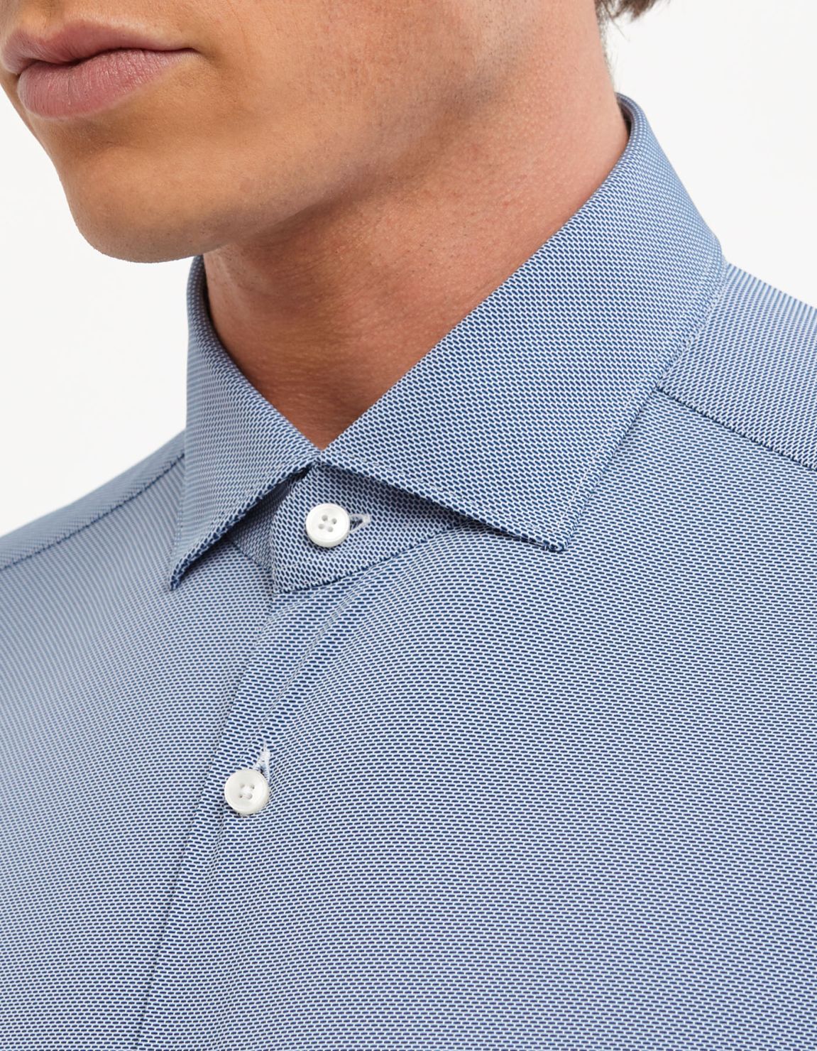 Blue Textured Pattern Shirt Collar small cutaway Tailor Custom Fit 2