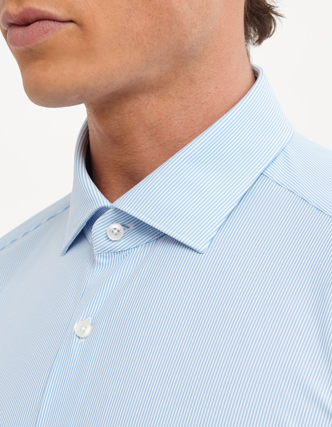 Light Blue Textured Stripe Shirt Collar small cutaway Tailor Custom Fit 2