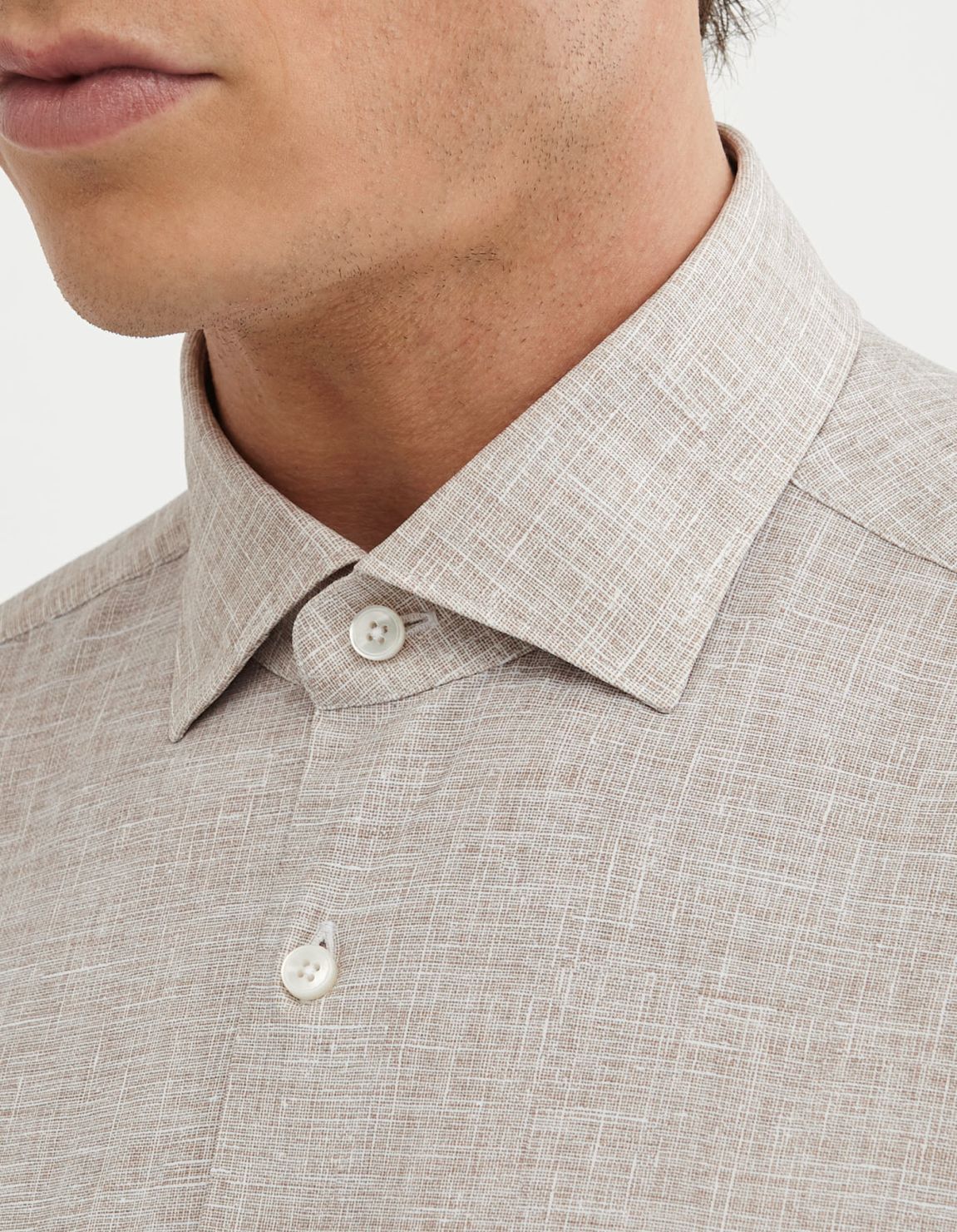 Beige Textured Pattern Shirt Collar small cutaway Tailor Custom Fit 2