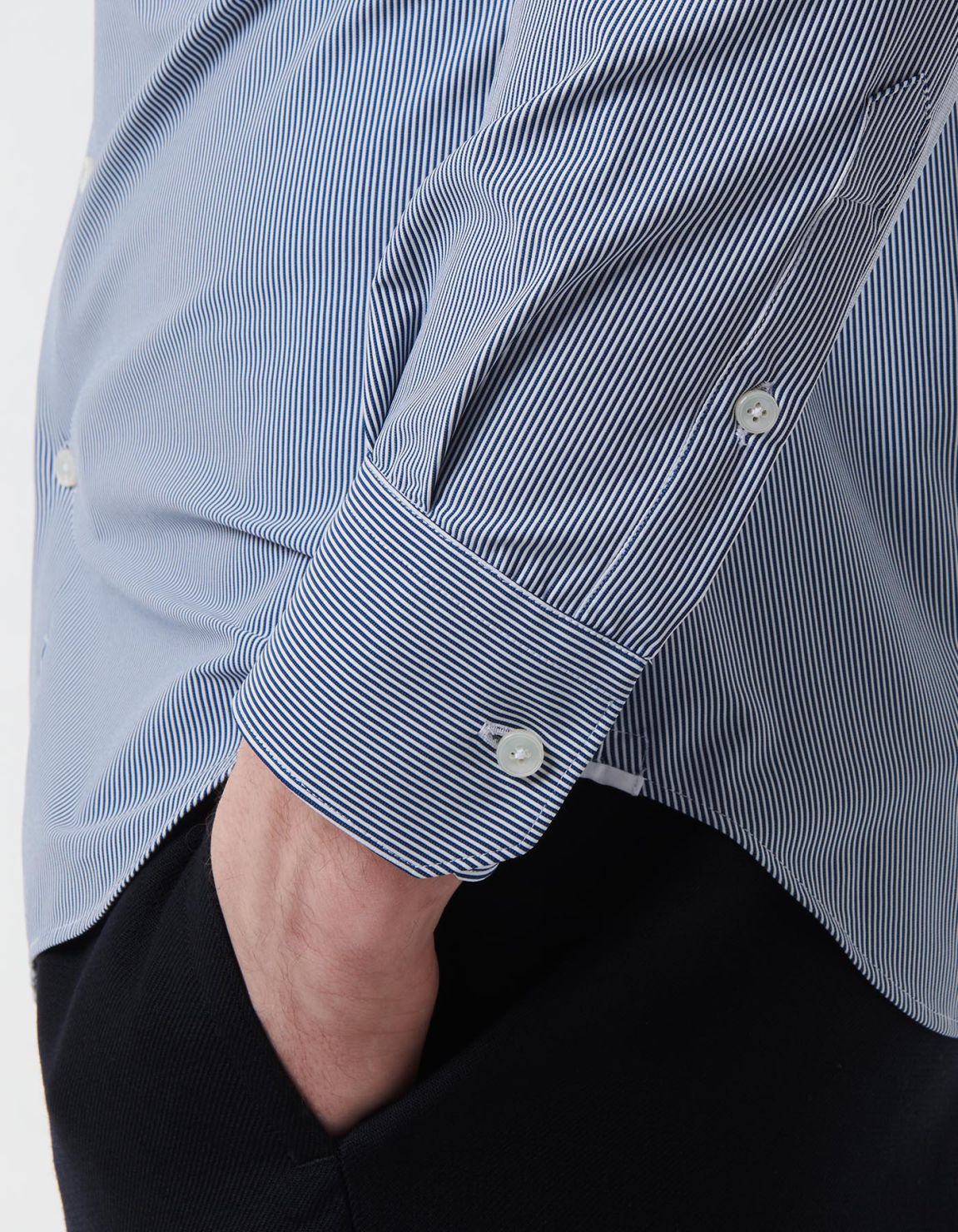 Dark Blue Textured Stripe Shirt Collar small cutaway Slim Fit 5