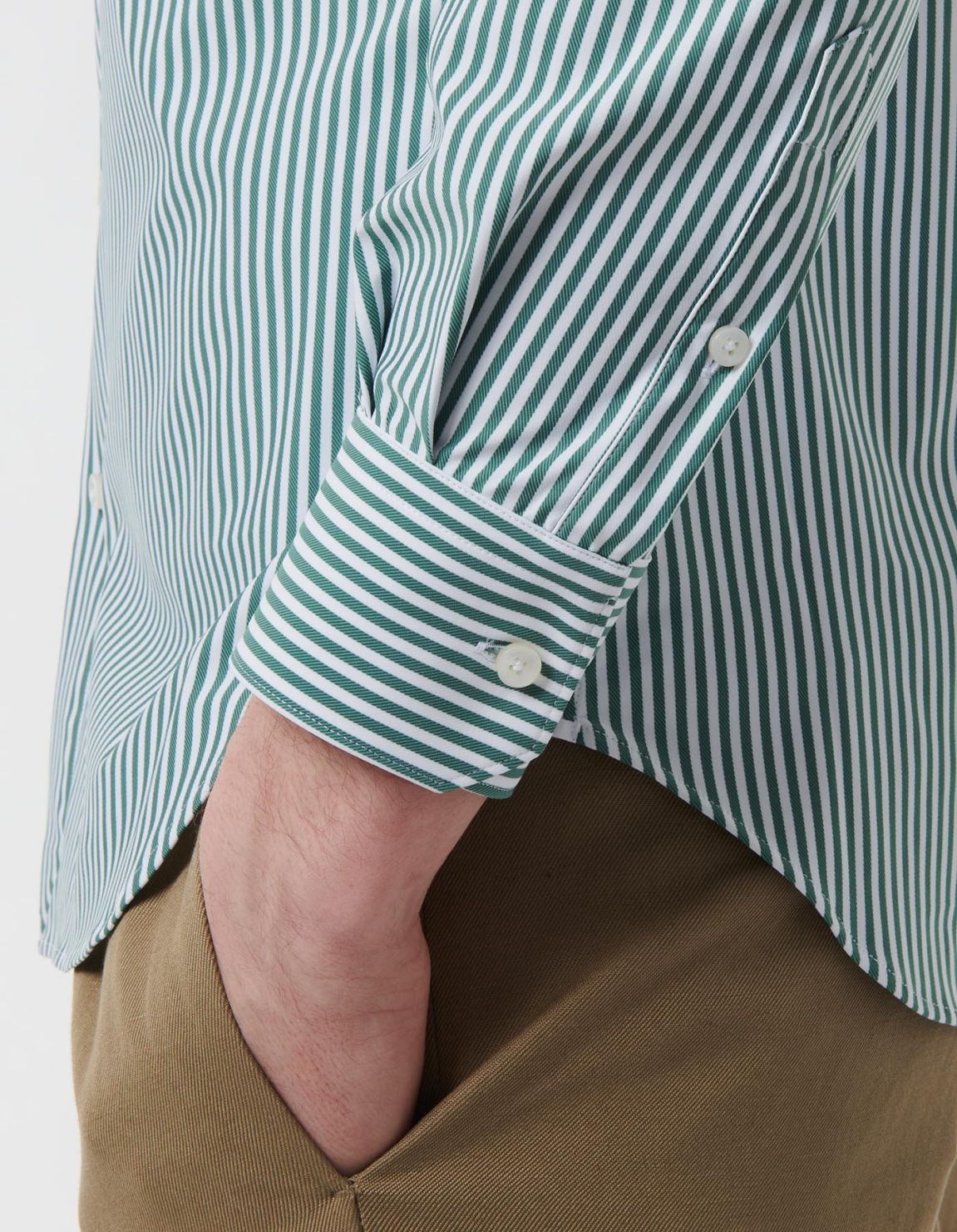 Forest Green Twill Stripe Shirt Collar small cutaway Slim Fit 5