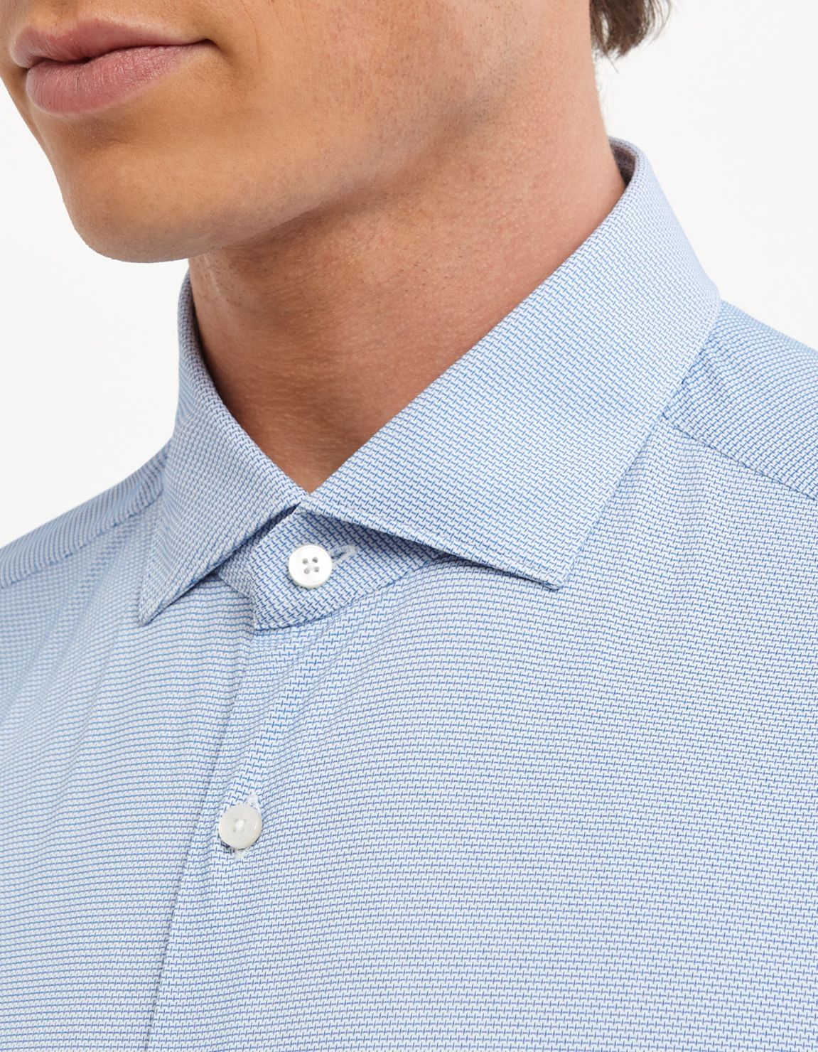 Light Blue Textured Pattern Shirt Collar small cutaway Slim Fit 2
