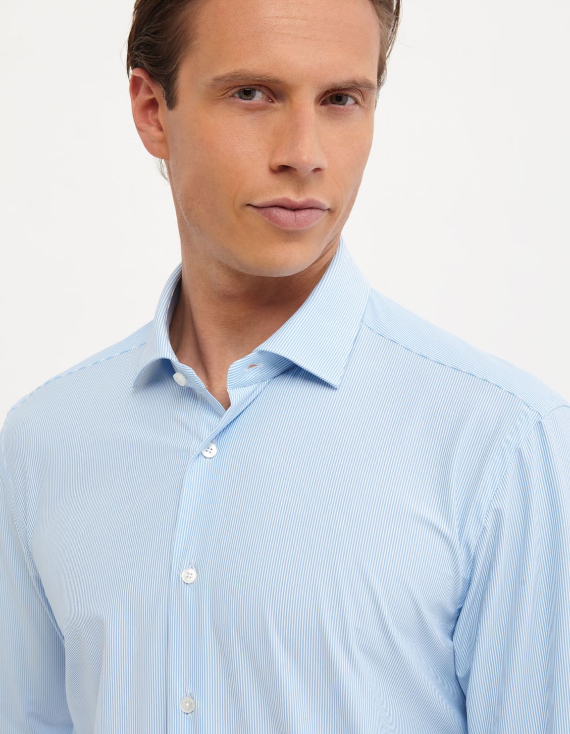 Camicia Collo francese piccolo Righe Armaturato Celeste Slim Fit 3