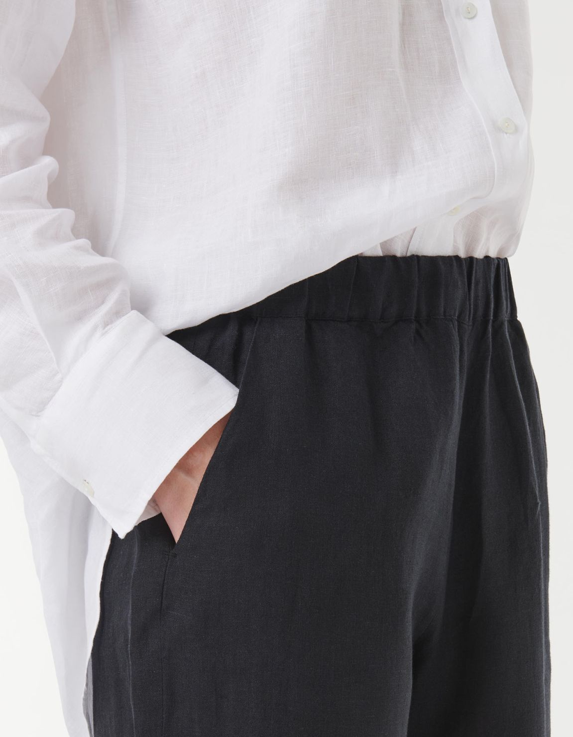 Pants Black Linen Solid colour One Size 4