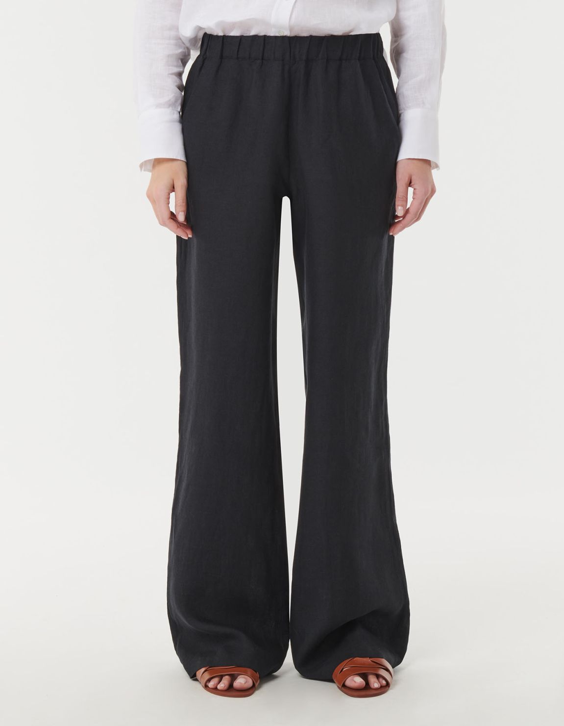 Pantalones Negro Lino Liso One Size 2