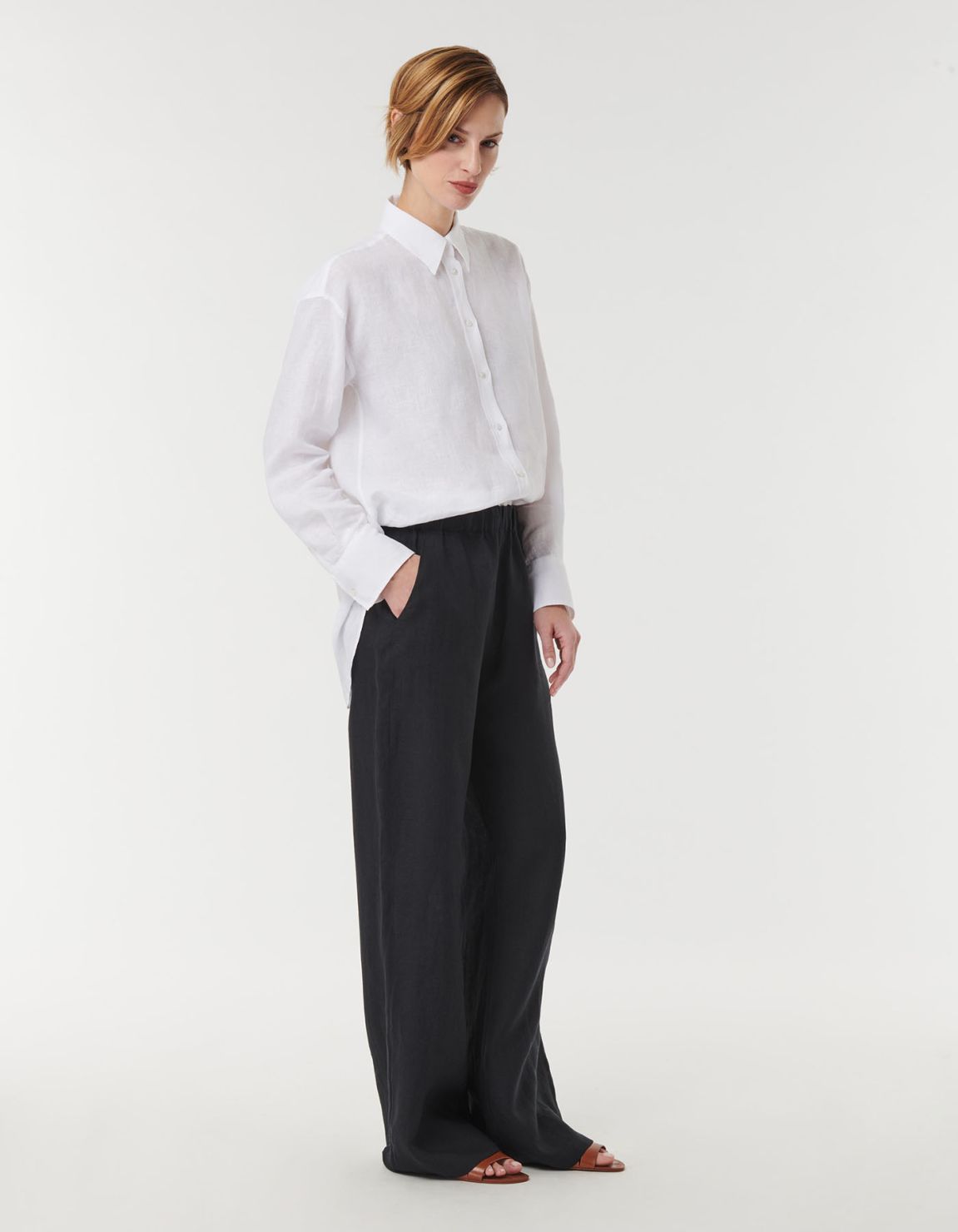 Pants Black Linen Solid colour One Size 5