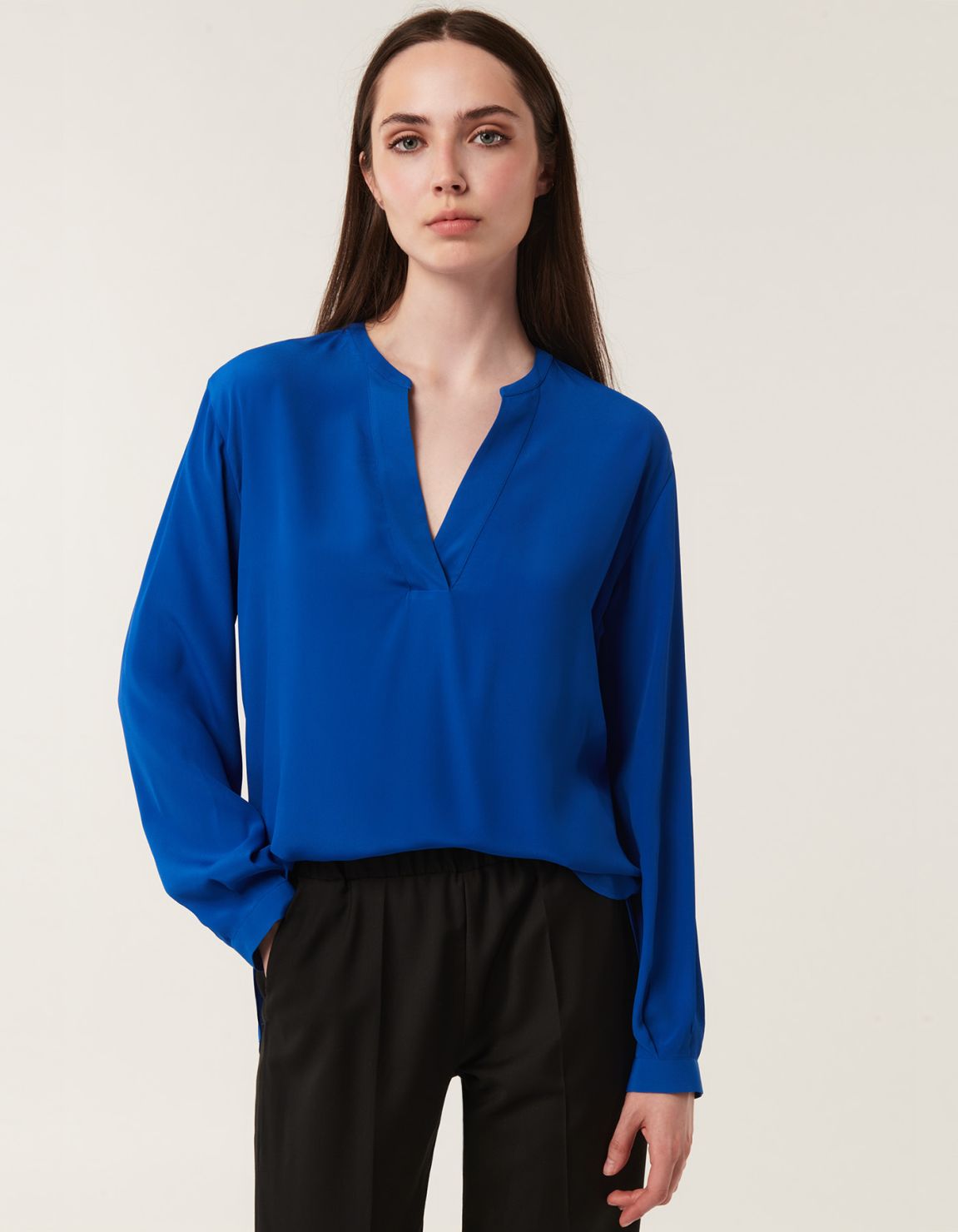 Blusa Azul eléctrico Mixta seda Liso One Size 3