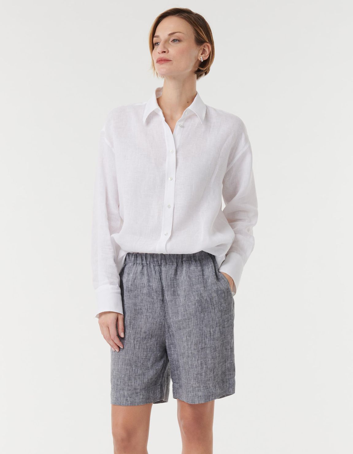 Pants Grey Melange Linen Solid colour One Size 3