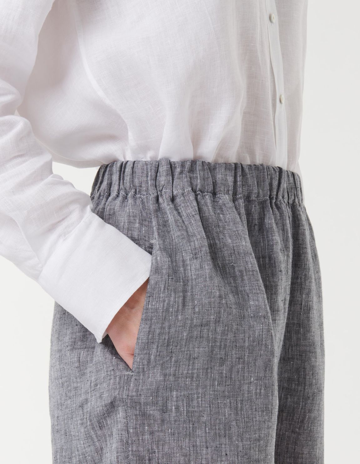 Pants Grey Melange Linen Solid colour One Size 4