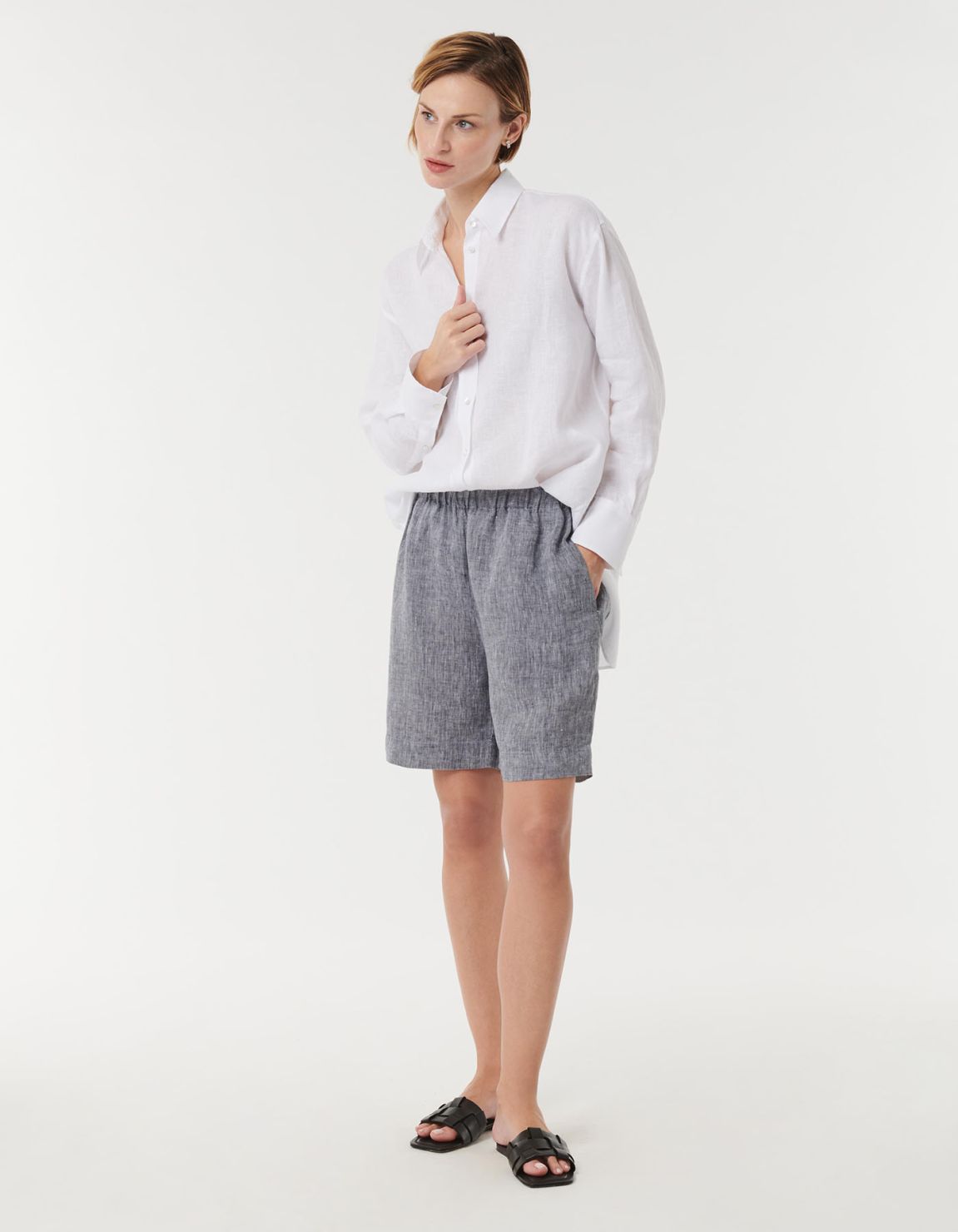 Pants Grey Melange Linen Solid colour One Size 5