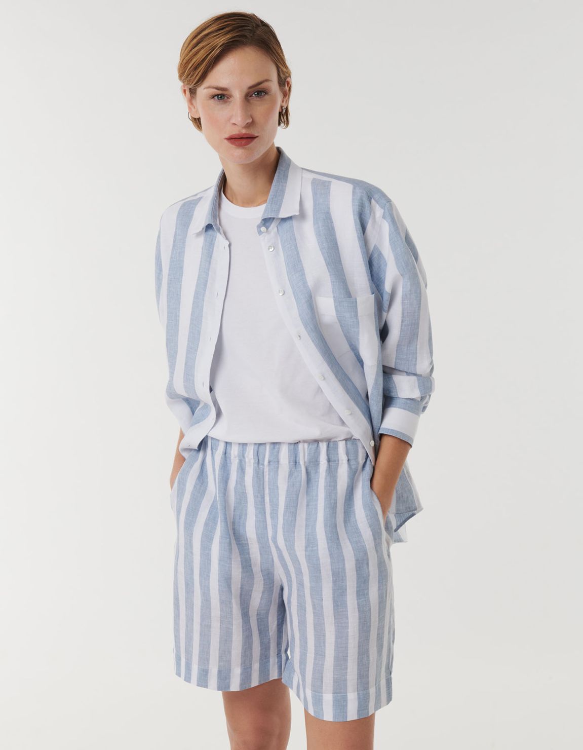 Pants Airforce Blue Linen Stripe One Size 5