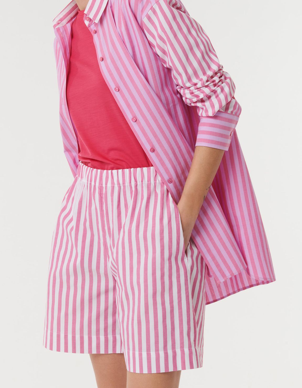 Pants Dark Pink Cotton Stripe One Size 5